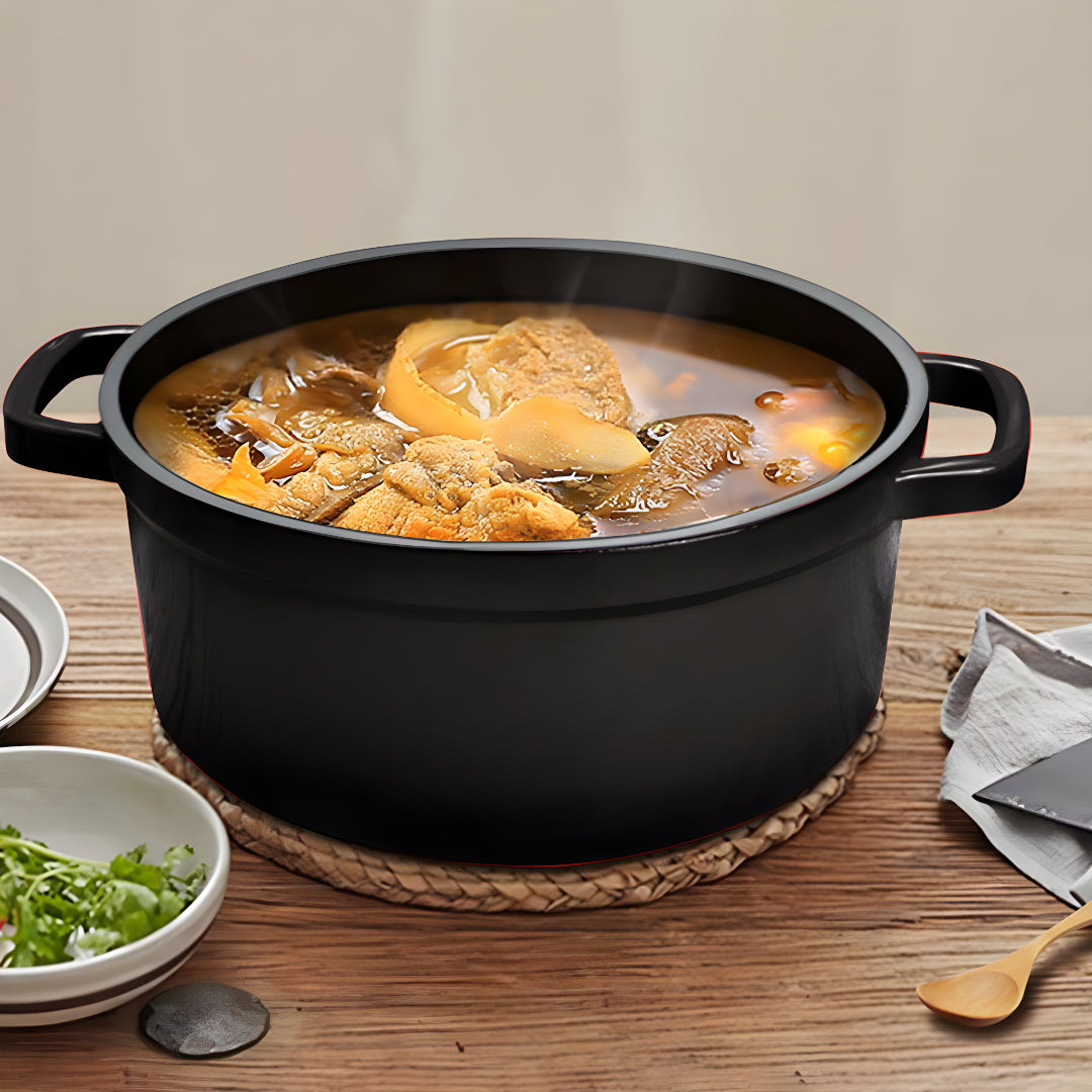 Cast Iron Porcelain Casserole 5L Black 24cm