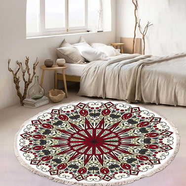 SOGA 120cm Mandala Modern Ethnic Tassel Print Anti-slip Doormat Home Decor