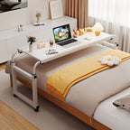 120x45cm White Cross Bed Movable Desk Table w/ Adjustable Length & Height