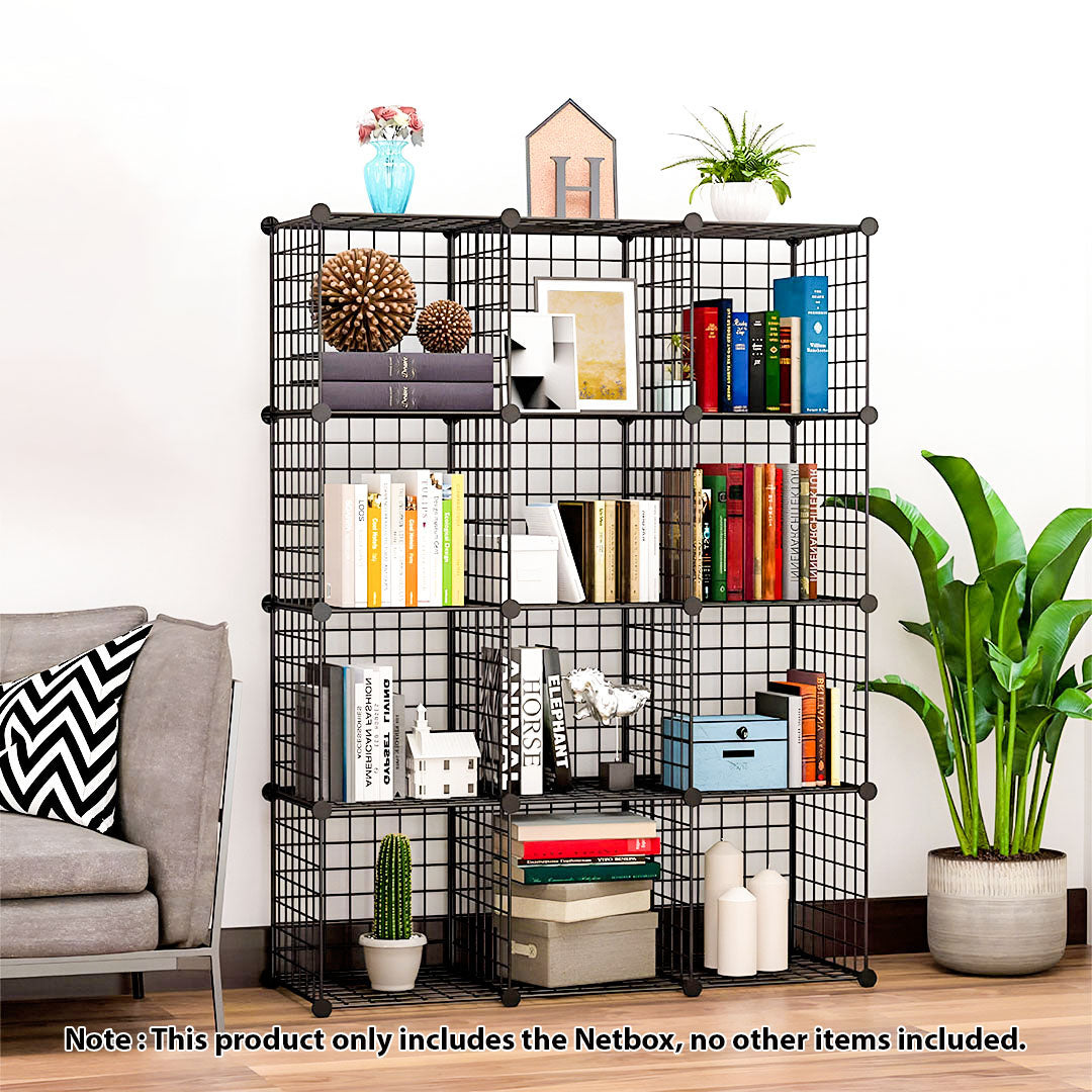 Black Portable 12-Cube Storage Organiser