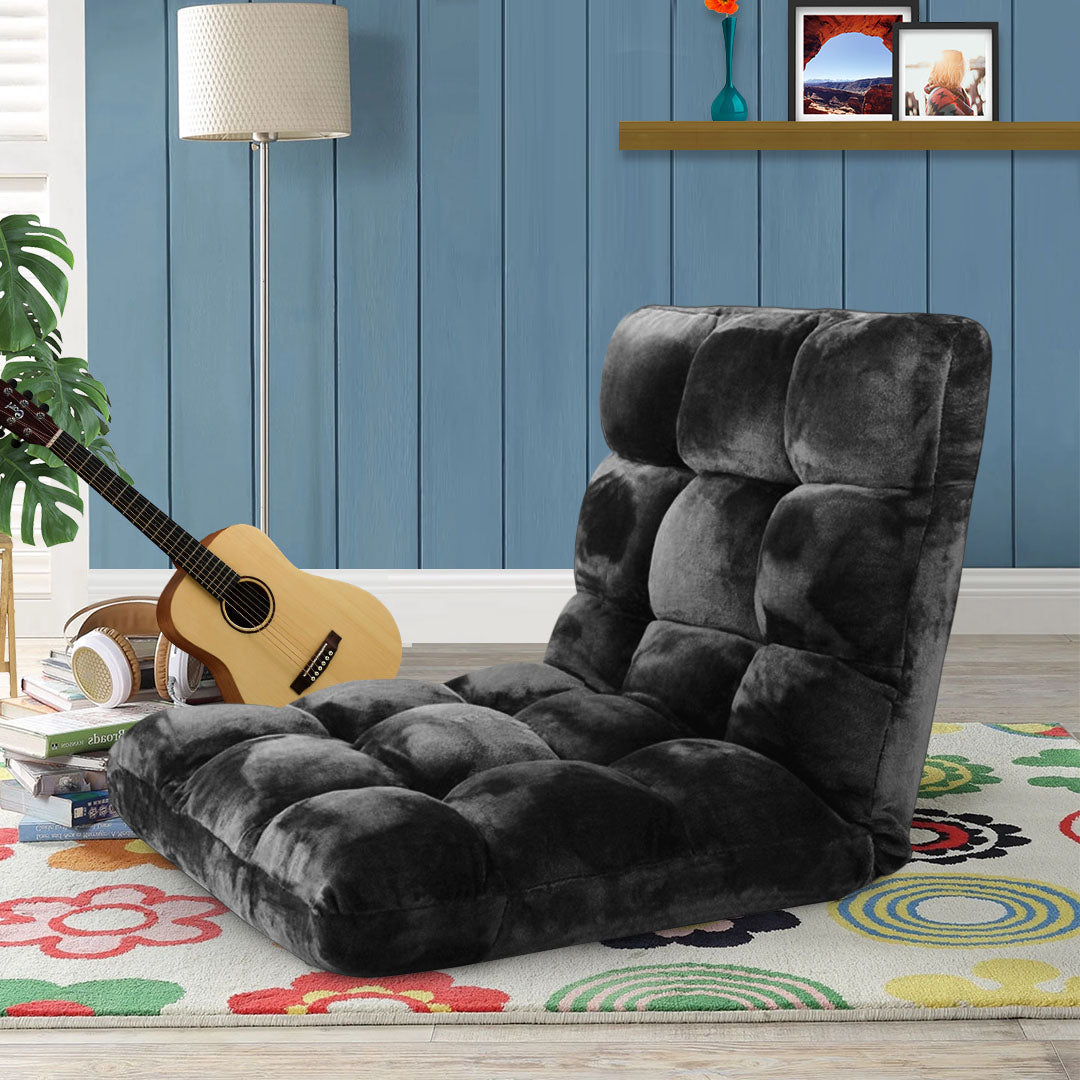 Floor Recliner Folding Lounge Black
