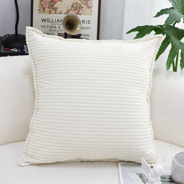 SOGA 50cm Beige Throw Pillow Warm Wabi-sabi Striped Corduroy Square