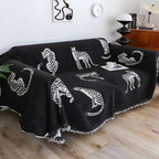 SOGA Two-seater Black Sofa Cover Leopard Print 180x260cm Polyester
