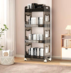 38x24cm Black 4 Tier Bookshelf & Cosmetic Storage Organizer Trolley Rack