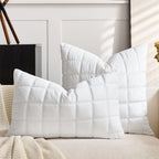 SOGA 30cm White Quilted Grid Pattern Decorative Throw Pillow