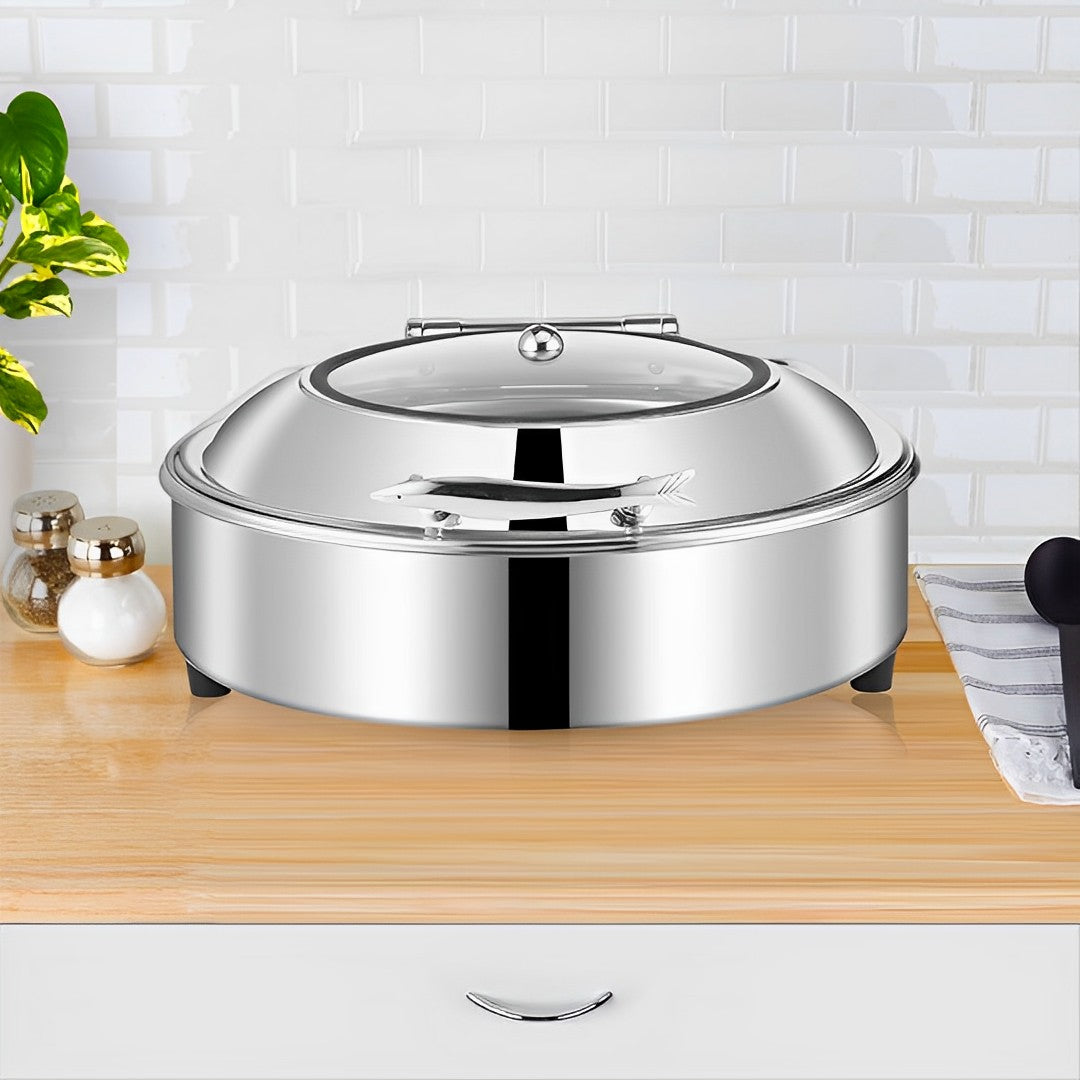 Stainless Steel Round Chafing Dish with Top Lid