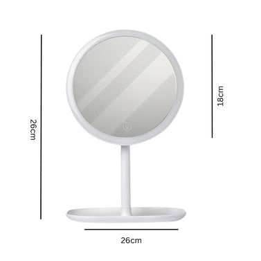 SOGA 26cm White Round Smart LED Makeup Bedroom Table Vanity Mirror Tricolor Adjustable Light