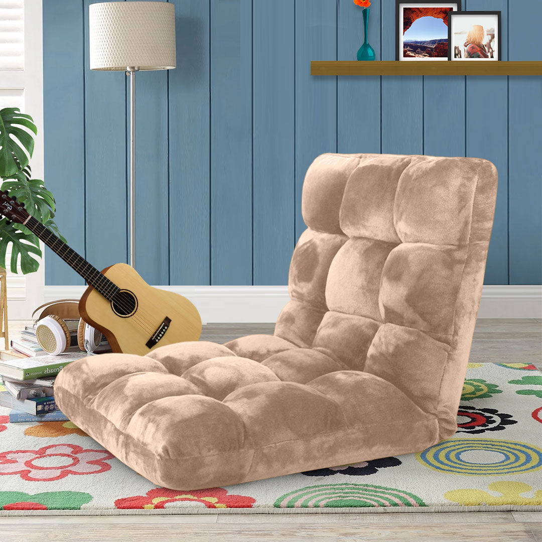 Floor Recliner Folding Lounge Light Apricot
