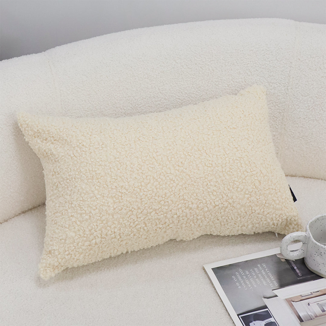 SOGA 30cm Cream Boucle Textured Fluffy Decorative Throw Pillow