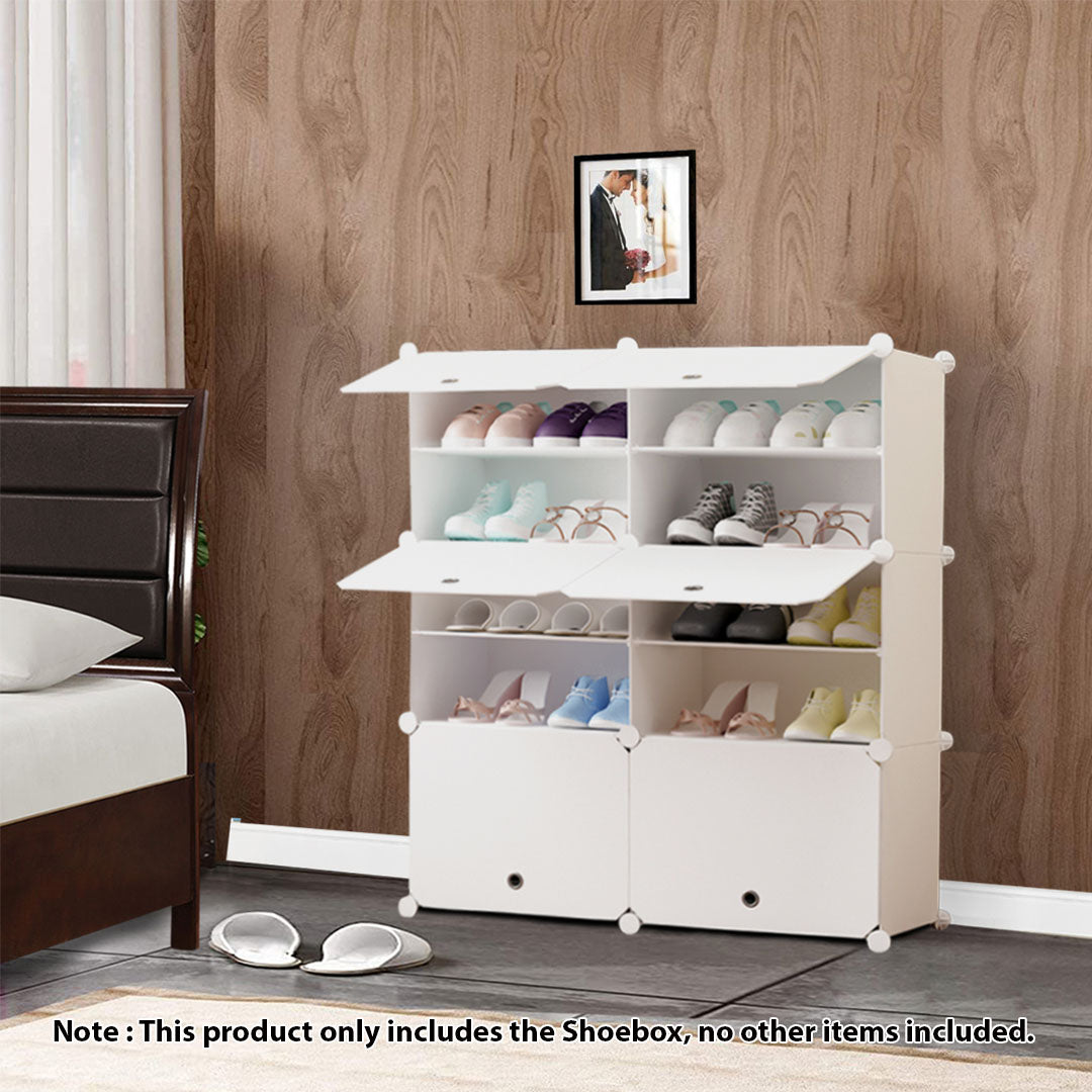 5 Tier 2 Column White Shoe Rack Organize
