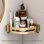 Wall-Mounted Triangular Bathroom Storage Rack with Hooks