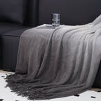 SOGA 2X 127x170cm Star Grey Blanket – Gradient Tassel Throw