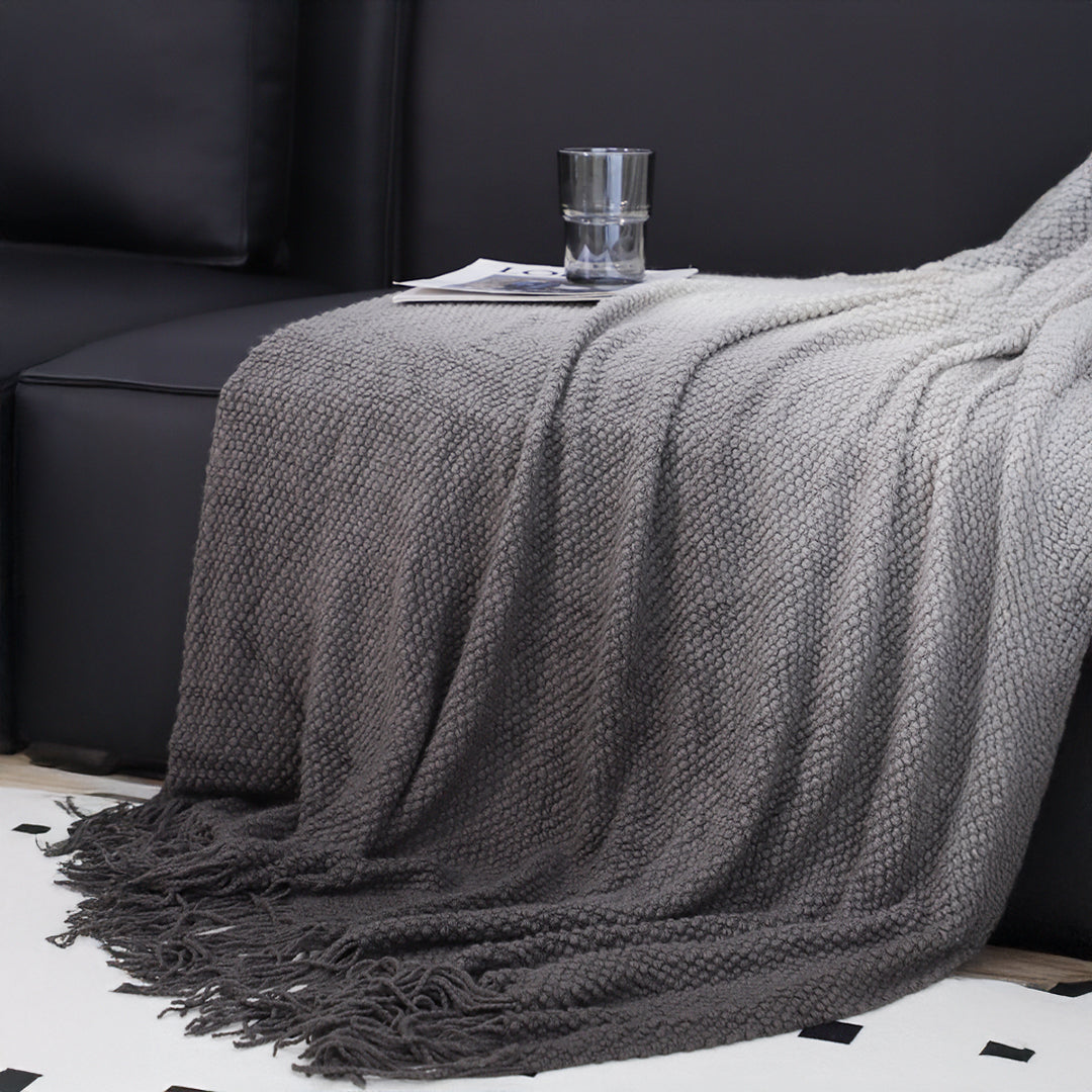 SOGA 2X 127x170cm Star Grey Blanket – Gradient Tassel Throw