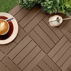 Light Chocolate DIY Wooden Composite Decking Tiles  Set of 11