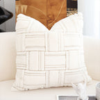 SOGA 45cm Bohemian Winter White Tufted Grid Pattern Decorative Throw Pillow