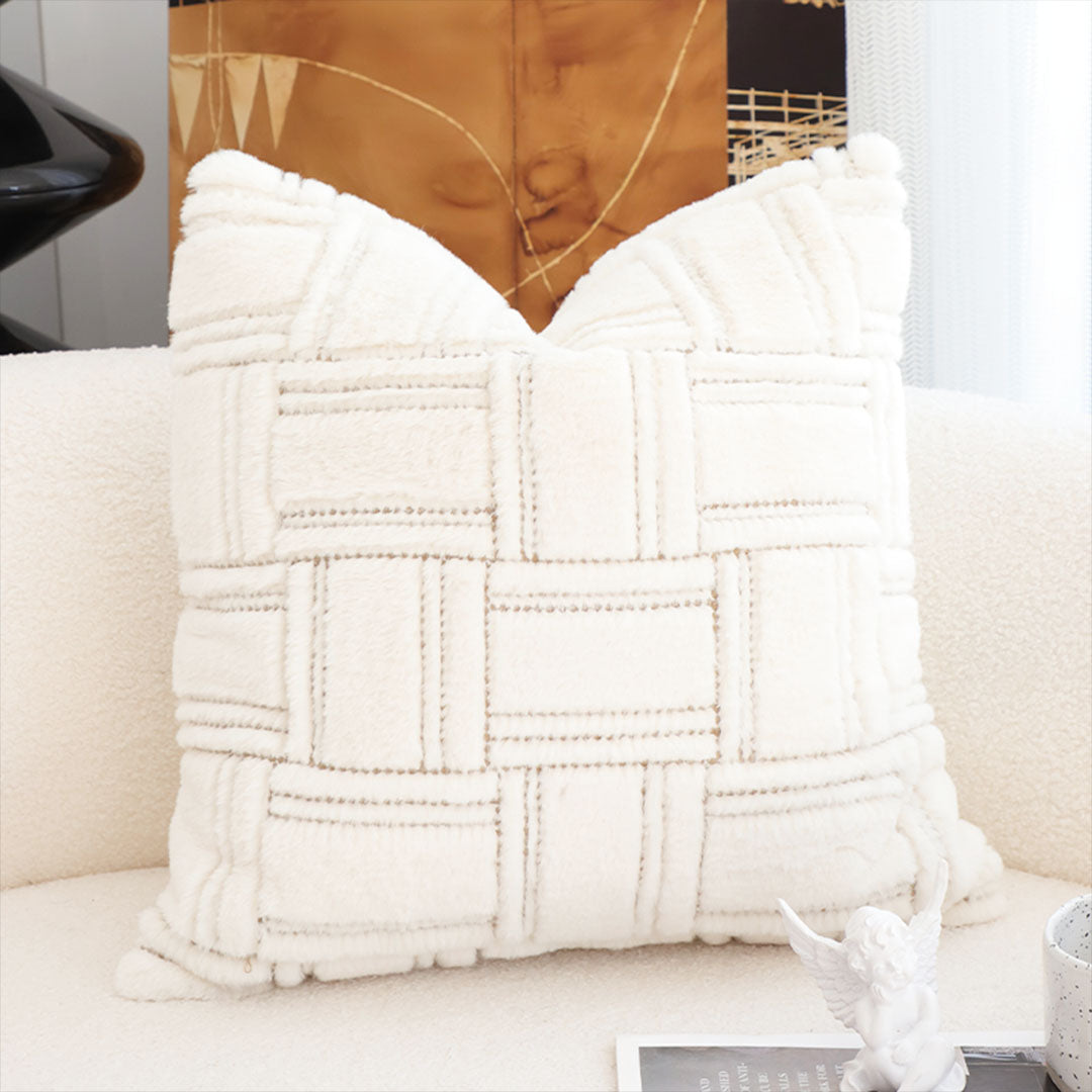 SOGA 45cm Bohemian Winter White Tufted Grid Pattern Decorative Throw Pillow
