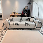 SOGA Four-seater White Sofa Cover Leopard Print 180x420cm Polyester