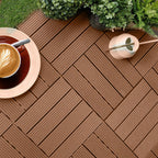 Red Brown DIY Wooden Composite Decking Tiles  Set of 11