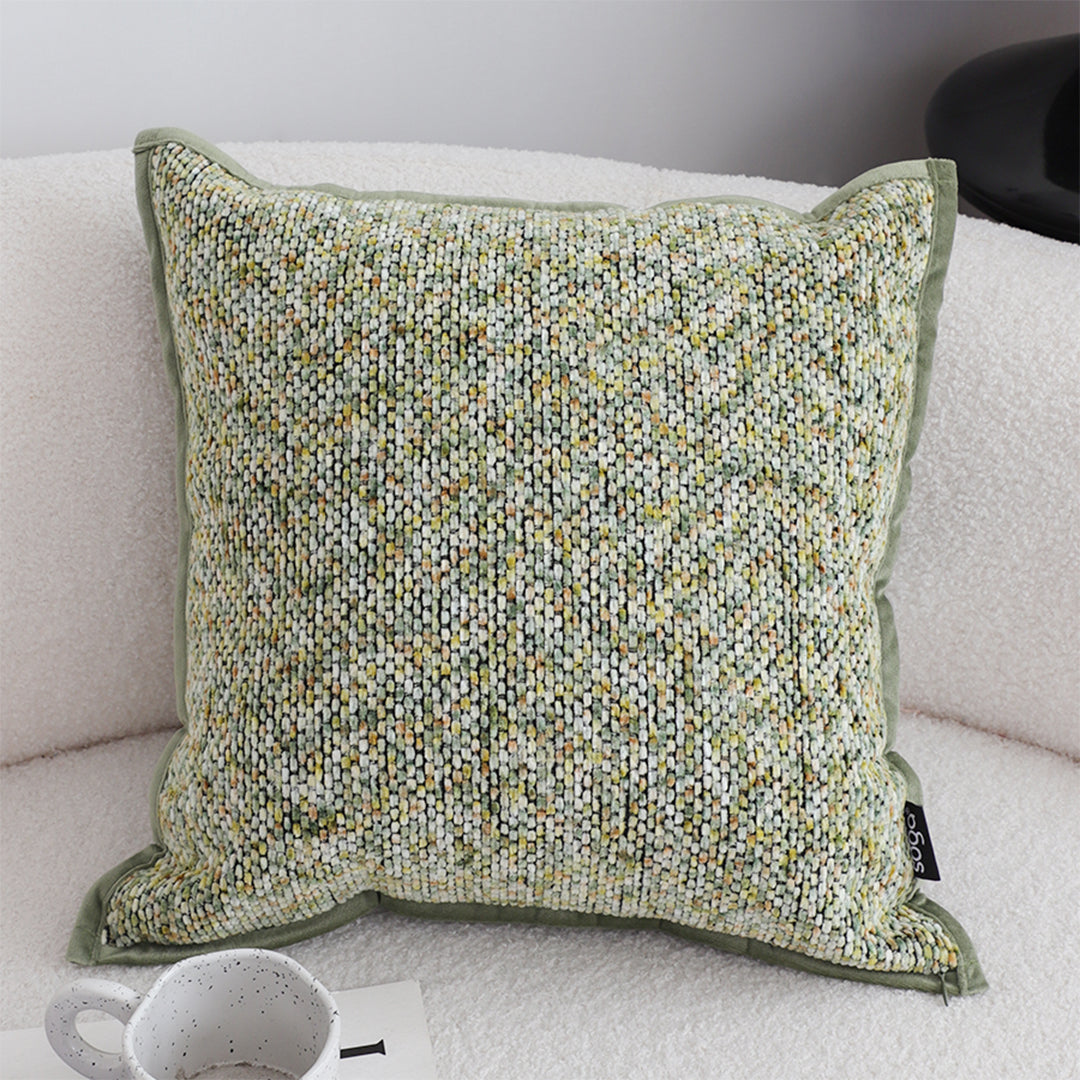 SOGA Woven Cushion 45cm Green Yellow Multi-Color Textured Decorative Throw Pillow