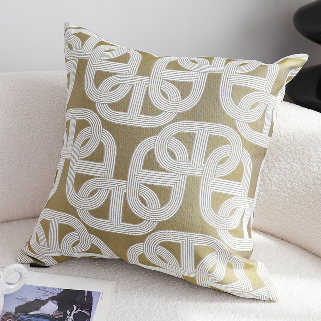 SOGA 50cm Artistic Olive Green White Geometric Pattern Throw Pillow