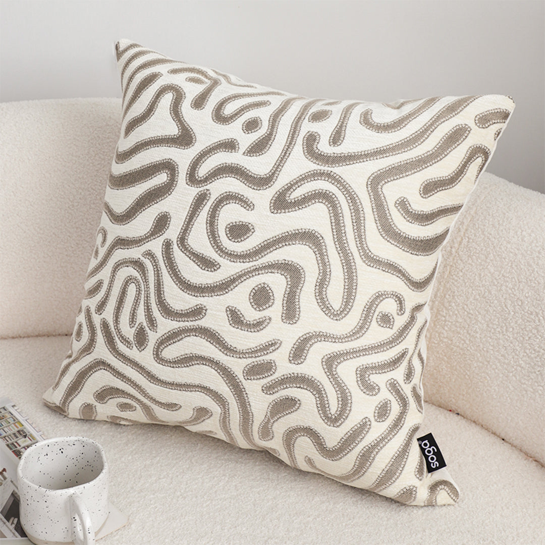 SOGA 50cm Gray White Abstract Swirl Pattern Decorative Throw Pillow