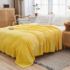 SOGA Yellow Throw Blanket Warm Cozy Striped Pattern Thin Flannel Coverlet