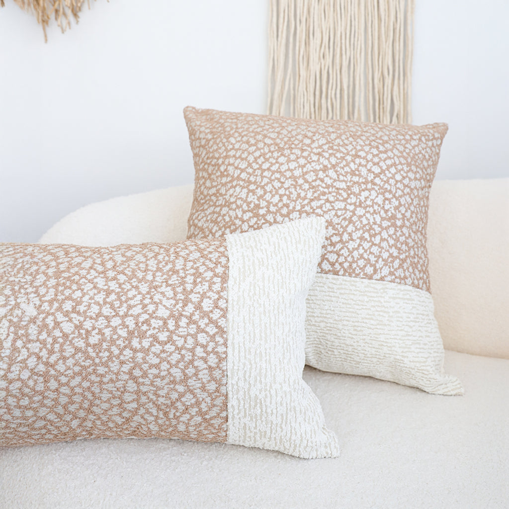 SOGA 50cm Contemporary Beige Two-Tone Block Design Throw Pillow