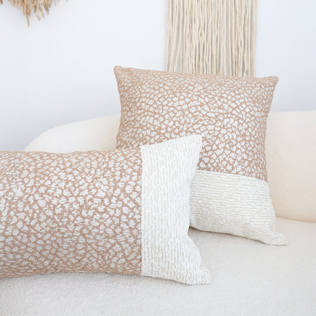 SOGA 50cm Contemporary Beige Two-Tone Block Design Throw Pillow