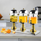 Triple Head 24L Stainless Steel Dispenser with Gold Accents