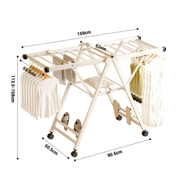 SOGA 160cm Portable Wing Shape Clothes Drying Rack Foldable Space-Saving Laundry Holder