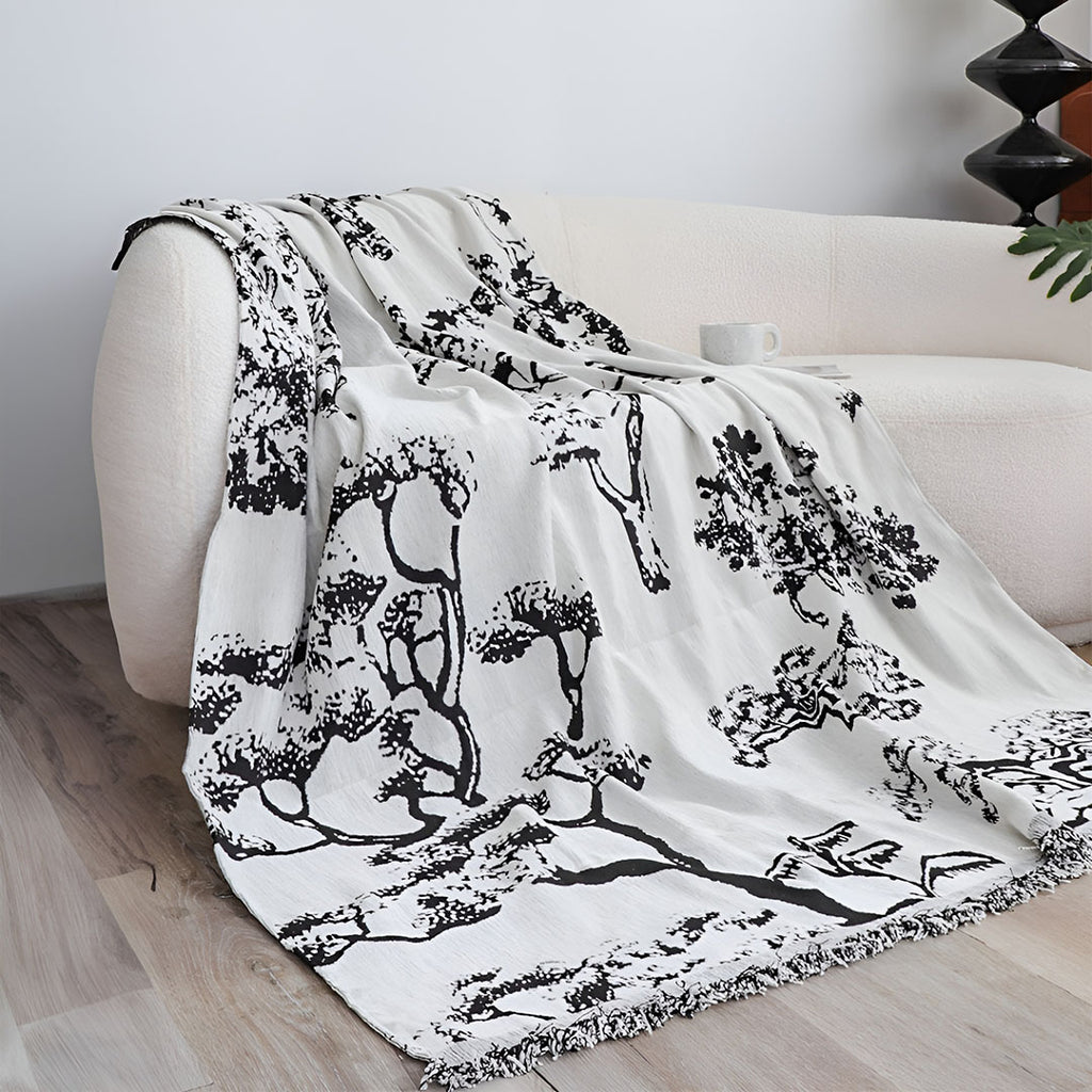 SOGA One-seater White Sofa Cover Tree Print 130x180cm Polyester