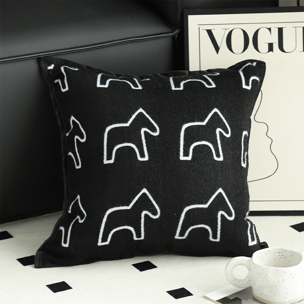 45cm Throw Pillow Black Teddy Fleece Square