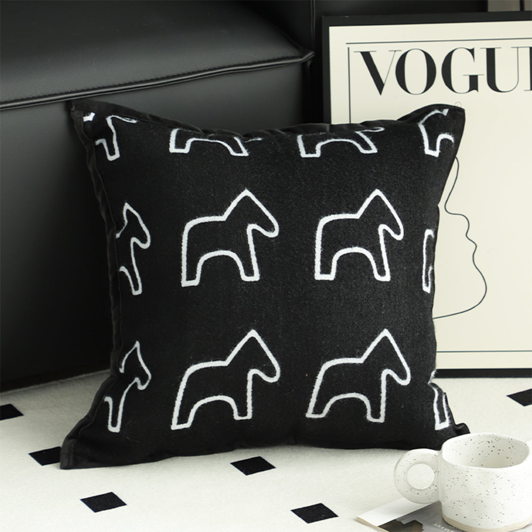 45cm Throw Pillow Black Teddy Fleece Square