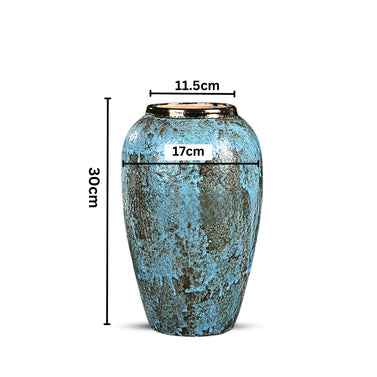 SOGA 30x19cm Light Blue Medium Ceramic Flower Vase Elegant Living Room Home Decor