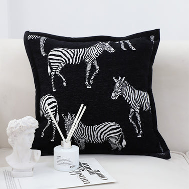 SOGA 50cm Throw Pillow  Black Light Luxury Zebra Square Pillow for Home Decor