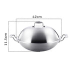 42cm Stainless Steel Frying Wok with Lid