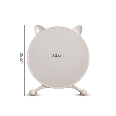 SOGA 30cm White Smart Makeup Bedroom Table Mirror Cat Ear Style No LED Light