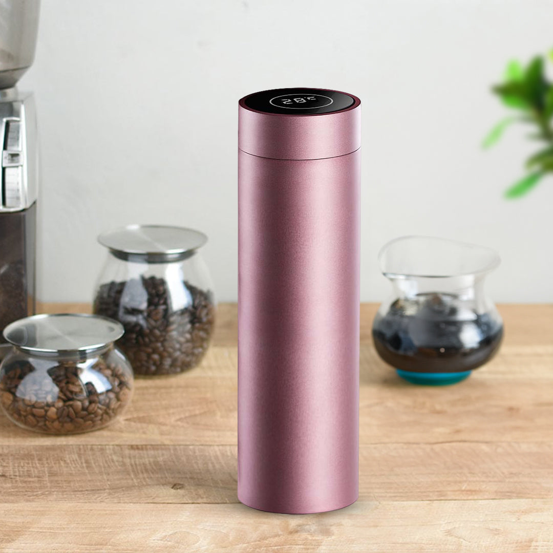500ML Smart Thermometer Bottle Vacuum Flask  Rose Gold