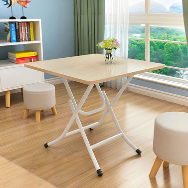 Wood-Colored Square Dining Table Portable