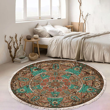 SOGA 90cm Mandala Round Area Thick Anti-slip Doormat Home Decor