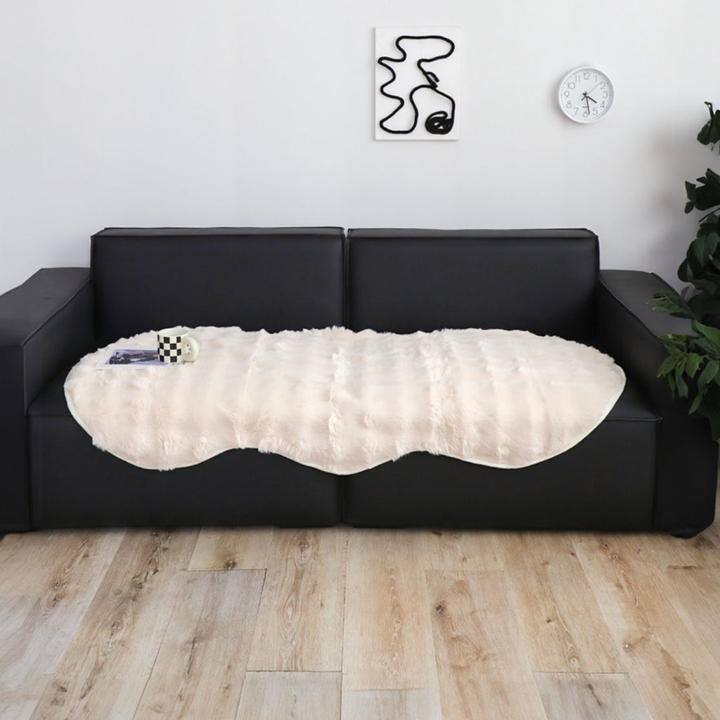 SOGA Four-seater White Faux Fur Throw Blanket 90x260cm Polyester