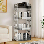 38x24x90cm Clear 4 Tier Bookshelf & Cosmetic Storage Organizer Trolley Rack