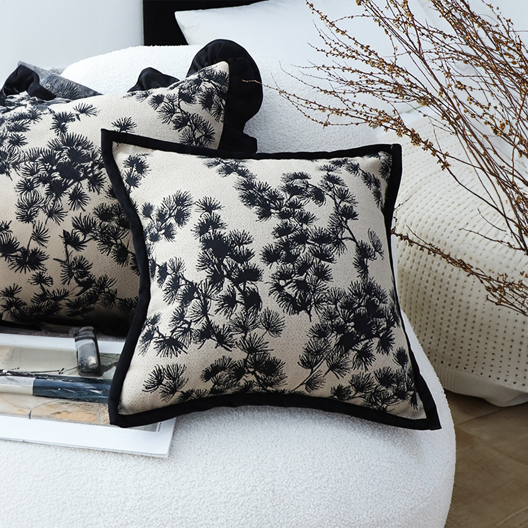 45cm Throw Pillow Black and White