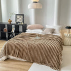 SOGA 200x230cm Warm & Cozy Flannel Polyester Throw Blanket Light Brown