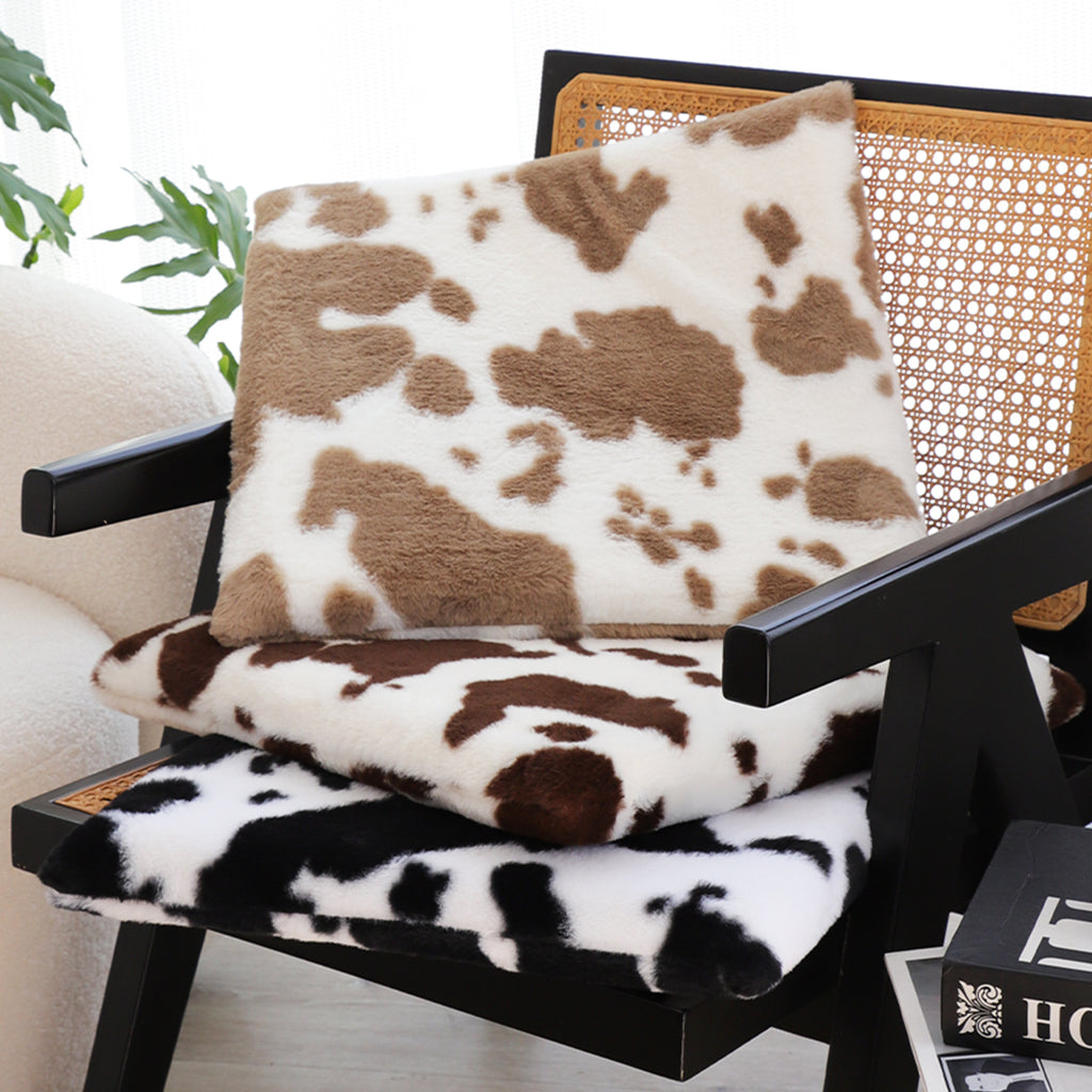 SOGA 2X 45cm Brown Cow Print Soft Leaning Plush Backrest Seat Pillow