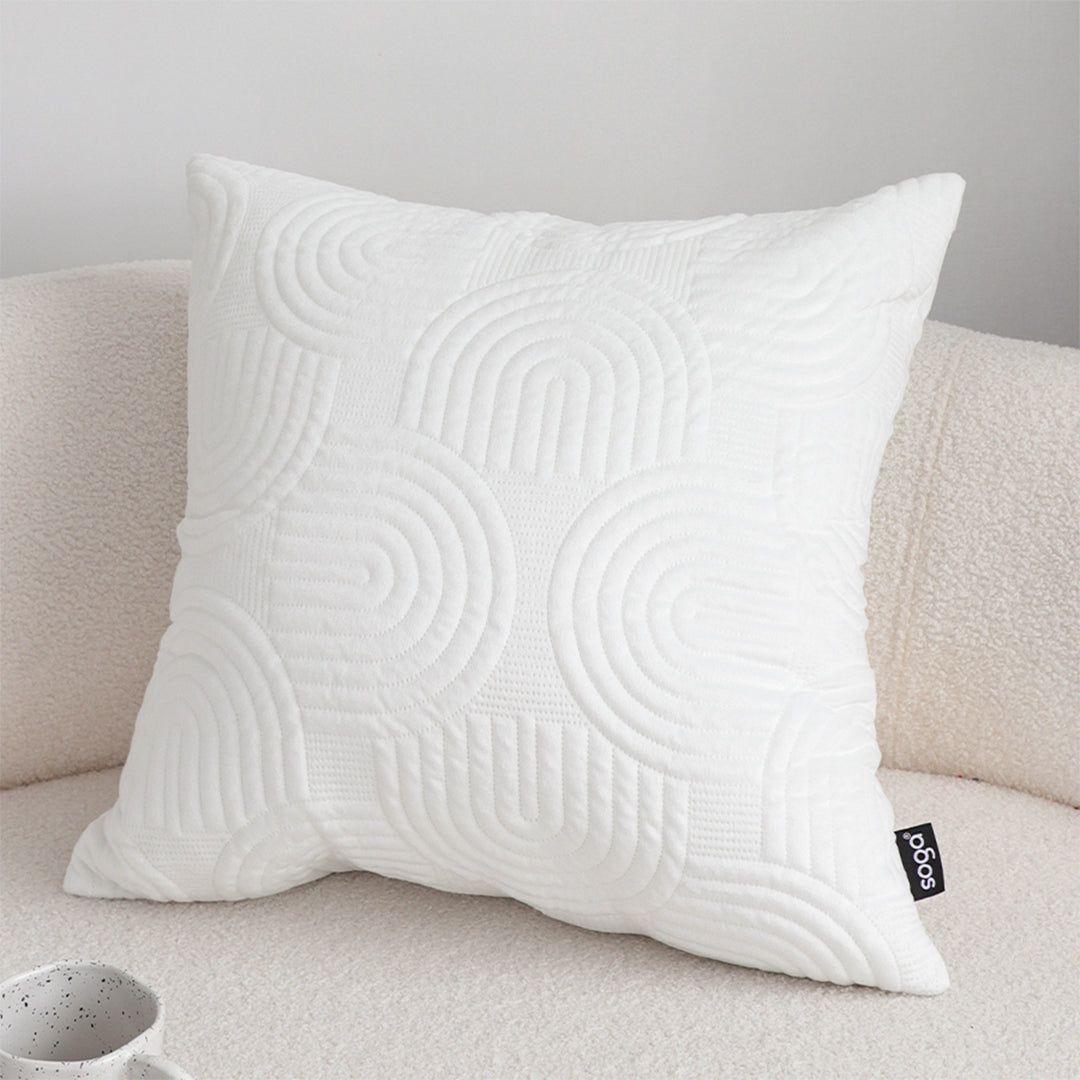 SOGA 50cm White Textured Geometric Pattern Decorative Throw Pillow