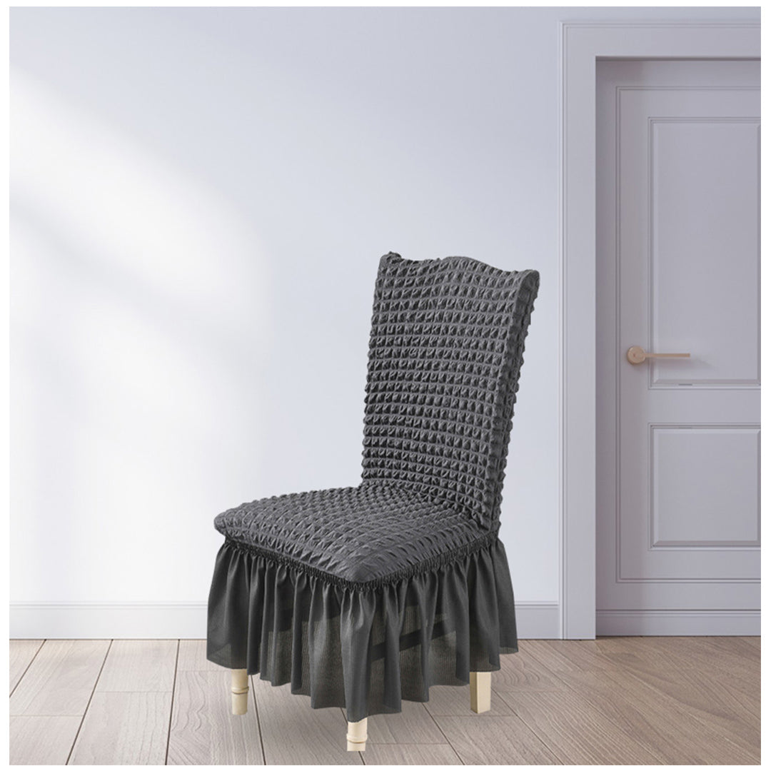 Dark Grey Chair Cover Seat Protector with Ruffle Skirt