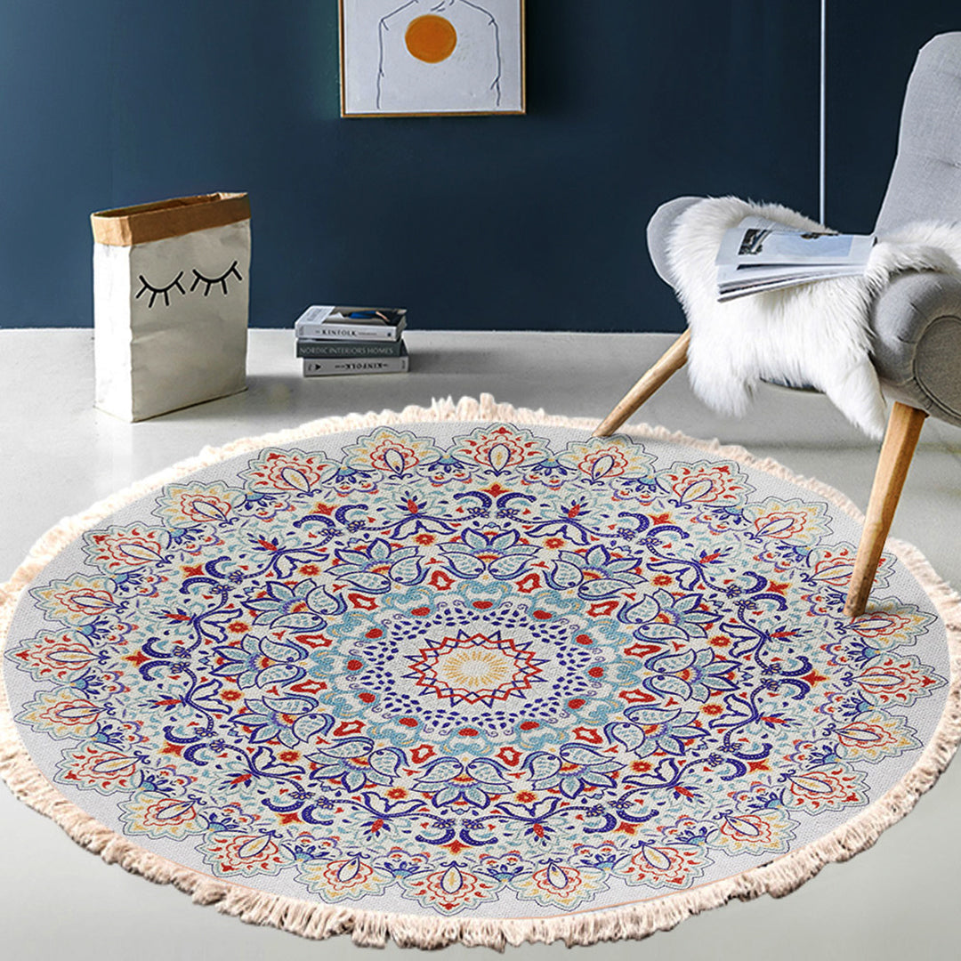 SOGA 120cm Mandala Round Area Thick Anti-slip Doormat Home Decor