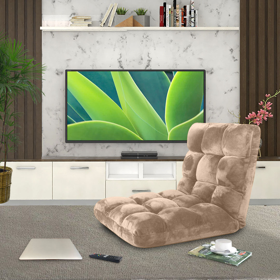Floor Recliner Folding Lounge Light Apricot