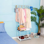 2-in-1 Organiser Clothes Shoe Rack with Wheels White